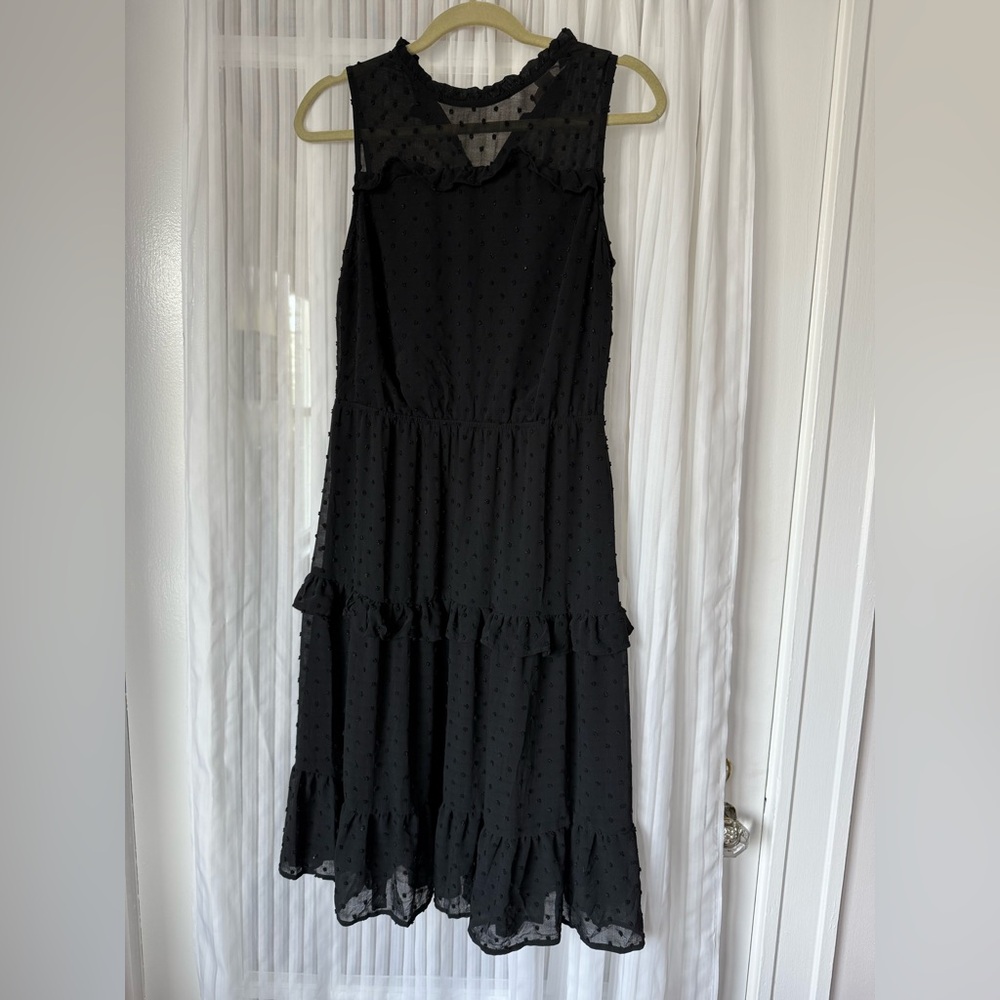 Monteau Black Ruffled Midi Dress